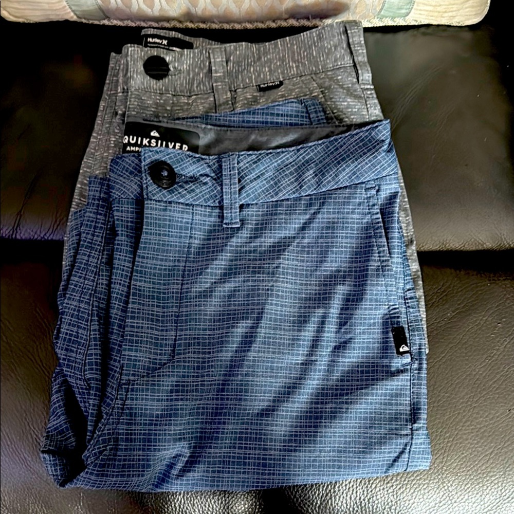 Bundle: Quiksilver Hybrid Blue and Hurley Gray Shorts